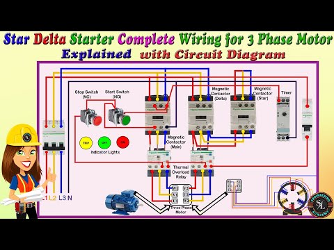 Cableado completo del arrancador estrella-triángulo para motor trifásico/conexión de control estrella-triángulo/explicación